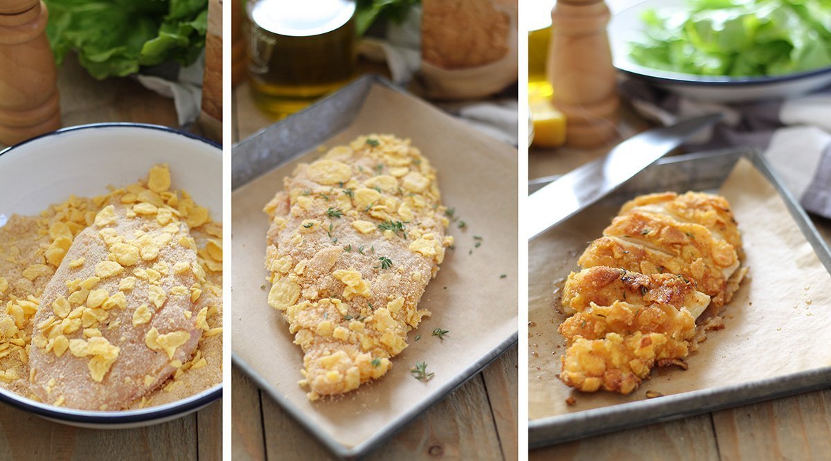 Panatura croccante senza glutine per il pollo per la caesar salad