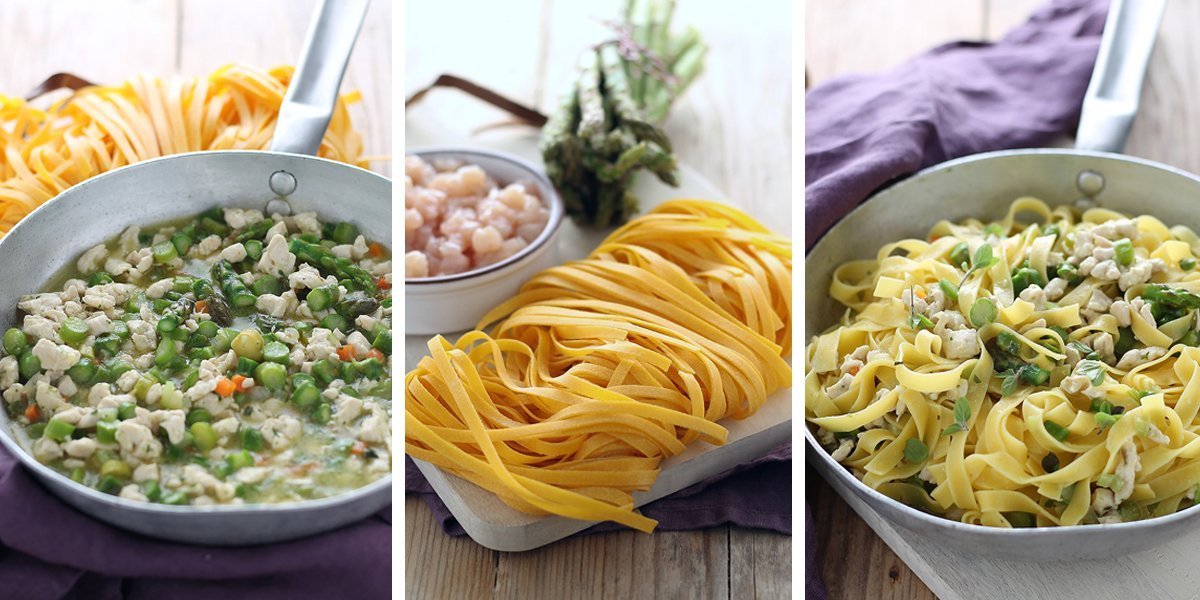 Tagliatelle al coniglio e asparagi